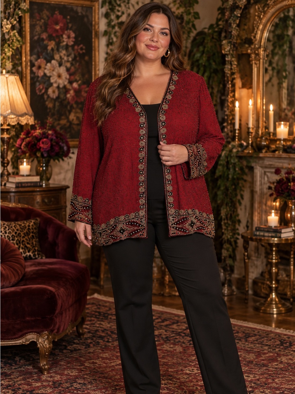 Vintage Laurence Kazar Silk Beaded Jacket 1X Whimsigoth Boho